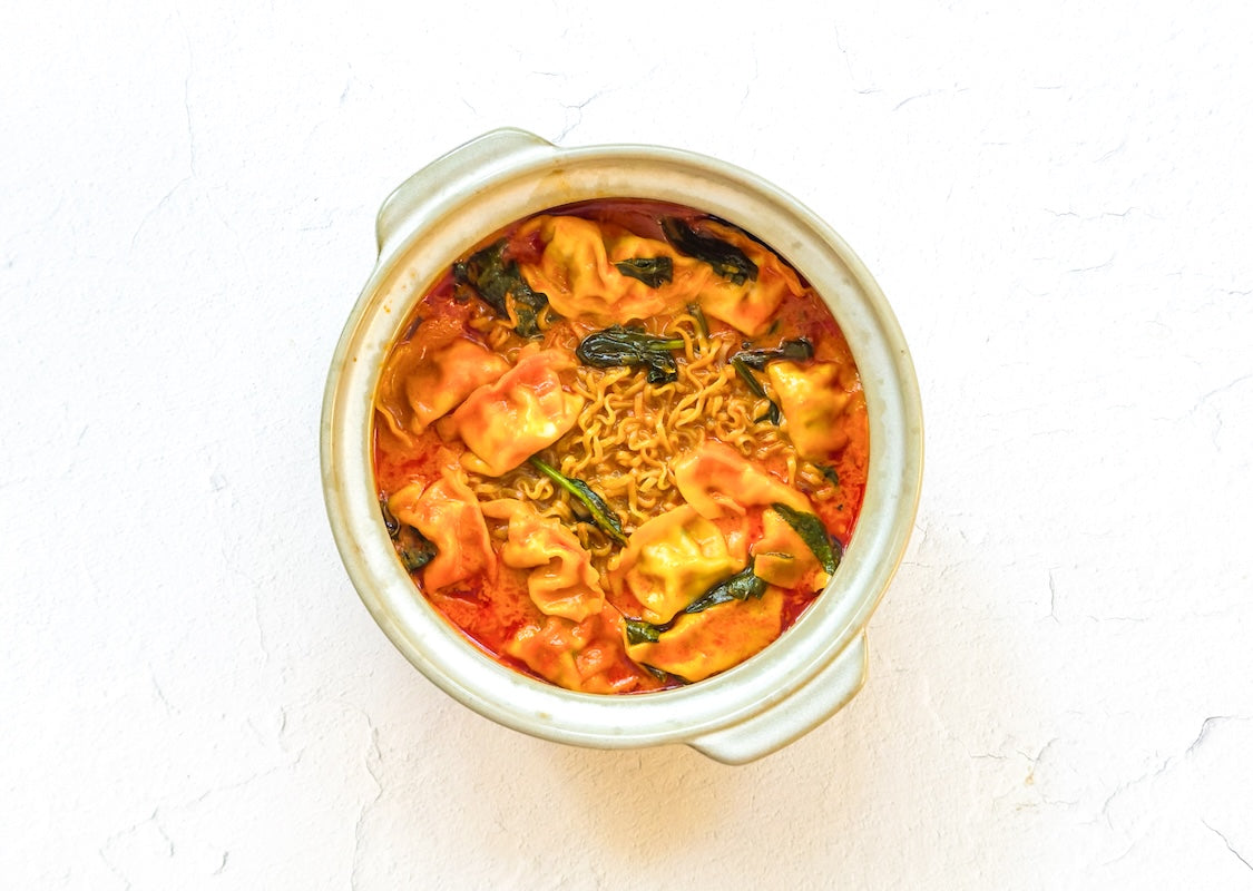 Thai Red Curry Noodles with Frozen Dumplings | Quick Weeknight
