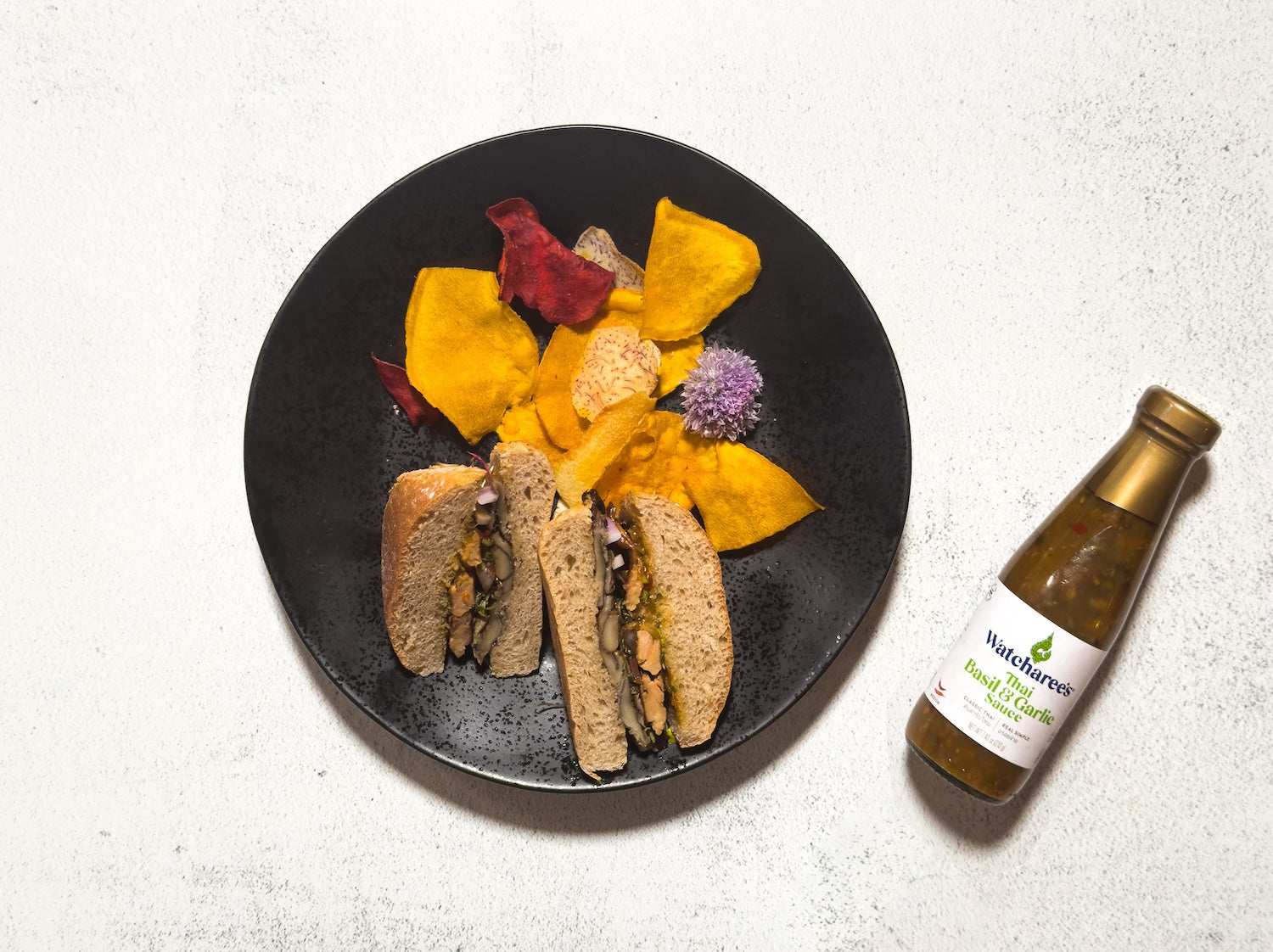 This Seared Mushroom Sandwich with Watcharee’s Thai Basil & Garlic Sauce is the perfect recipe. a fast, flavorful, plant-forward meal.