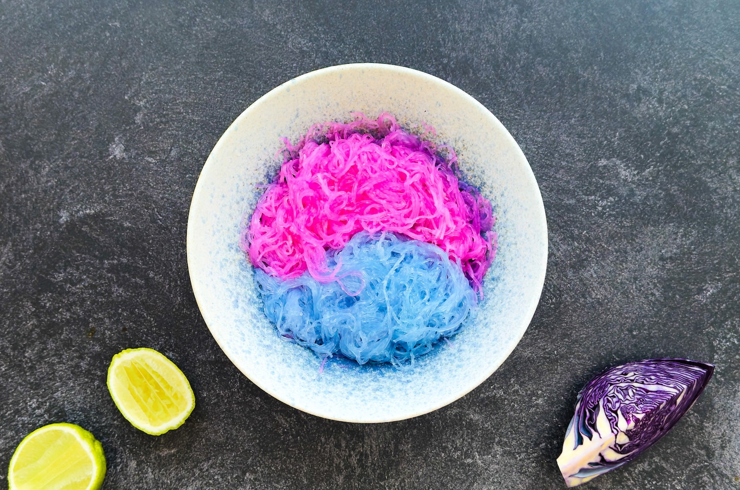 Naturally Pink Thai Glass Noodles with Purple Cabbage & Lime