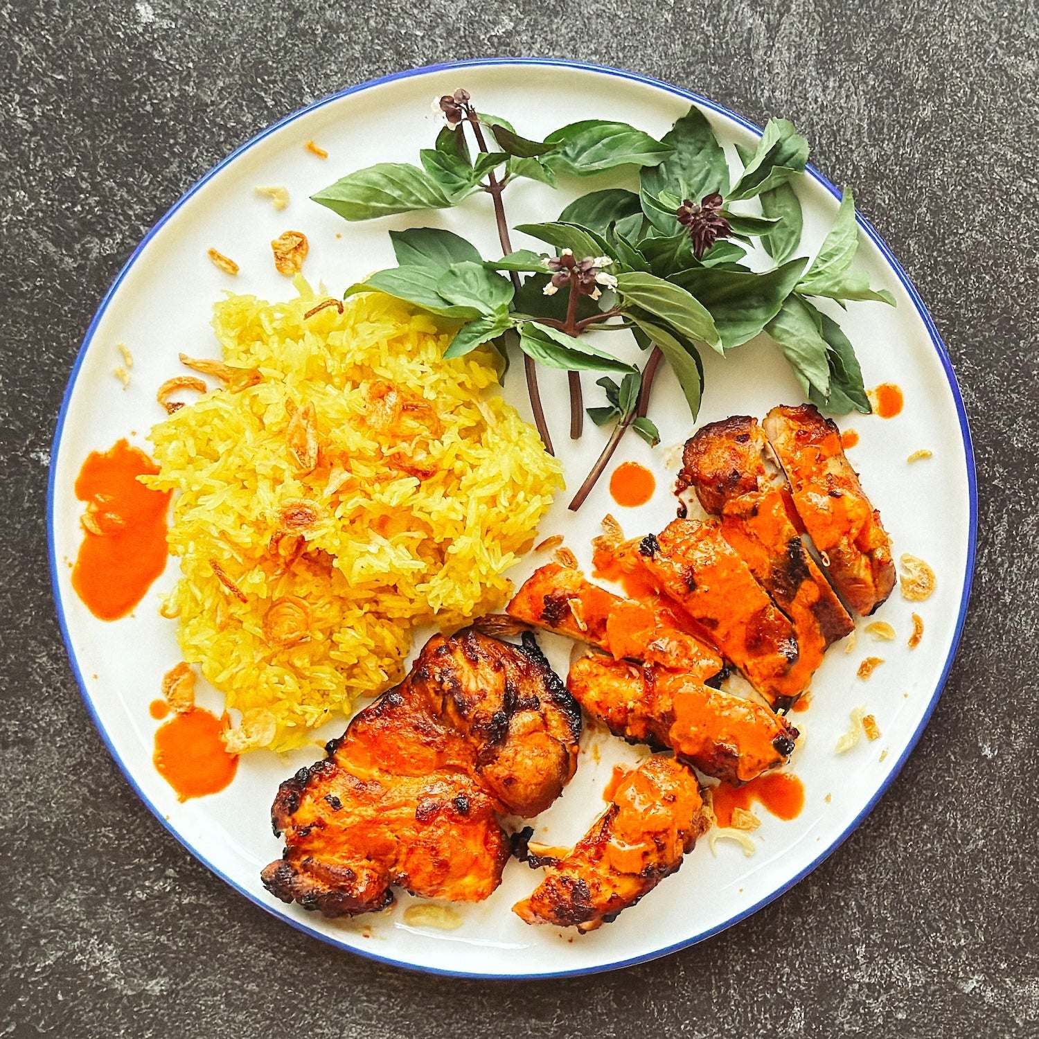 Thai Red Curry Chicken with Turmeric Sticky Rice
