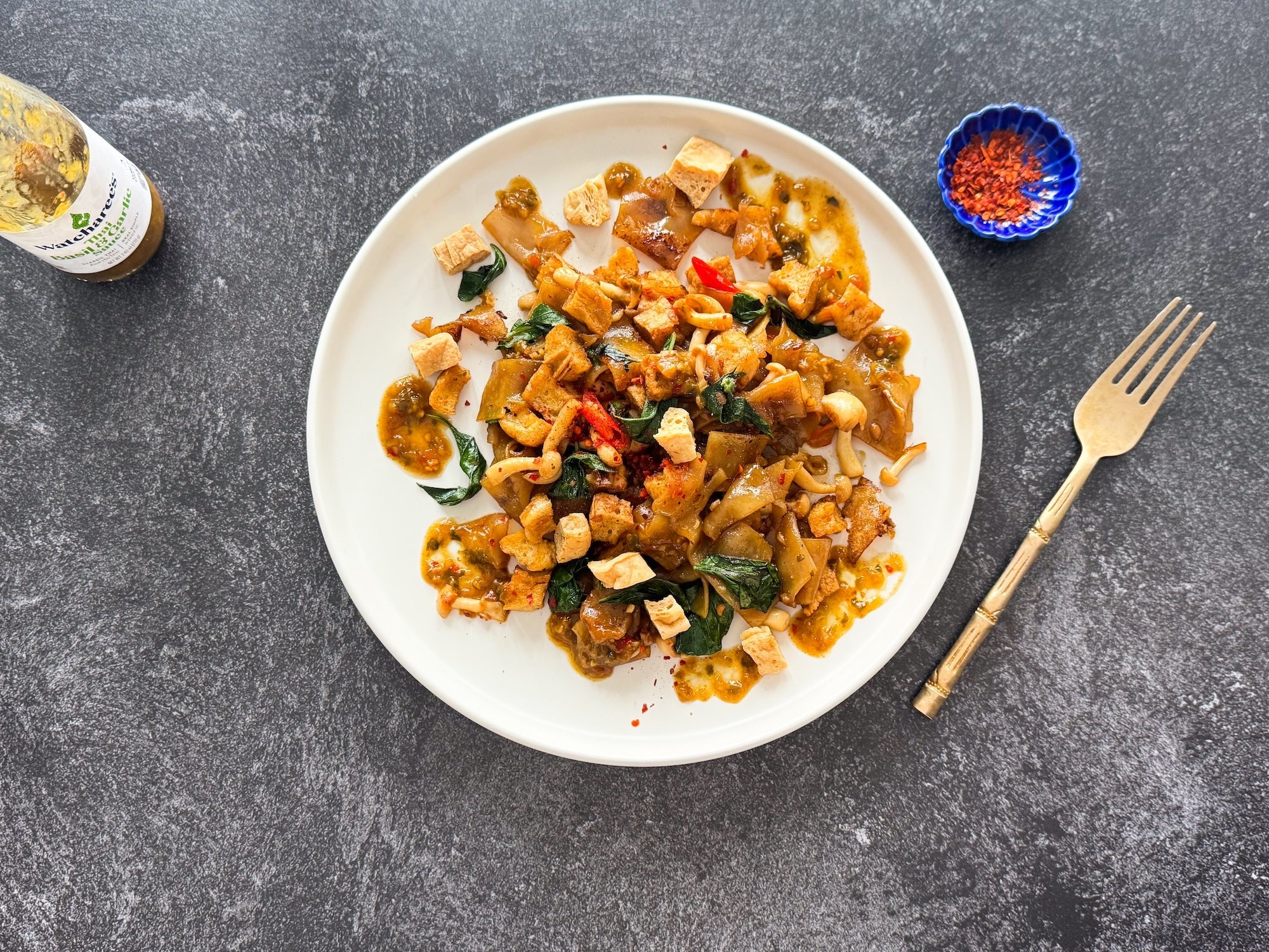 Drunken Noodles with Crispy Tofu