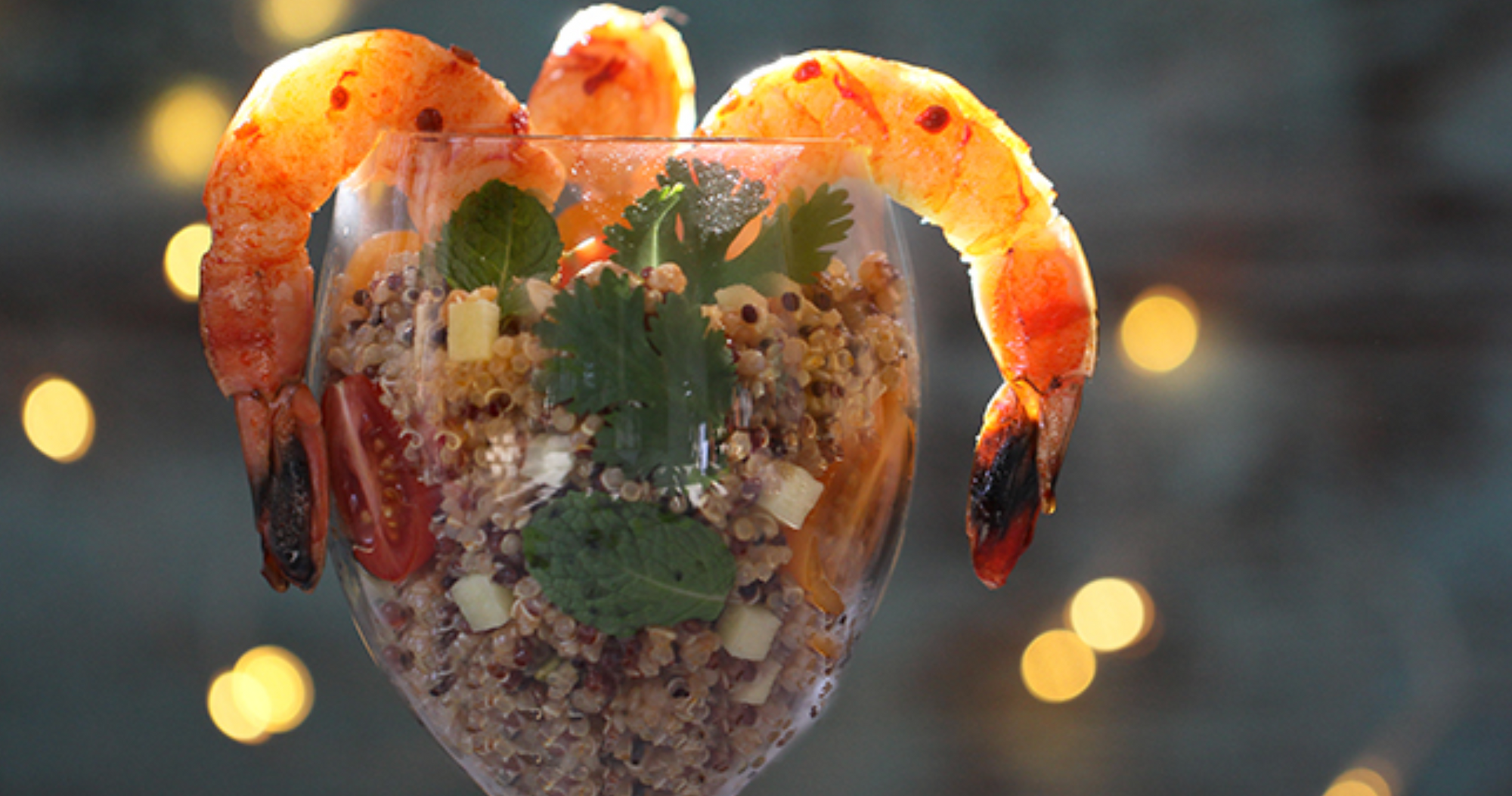 Shrimp with Quinoa and Thai Peanut Sauce