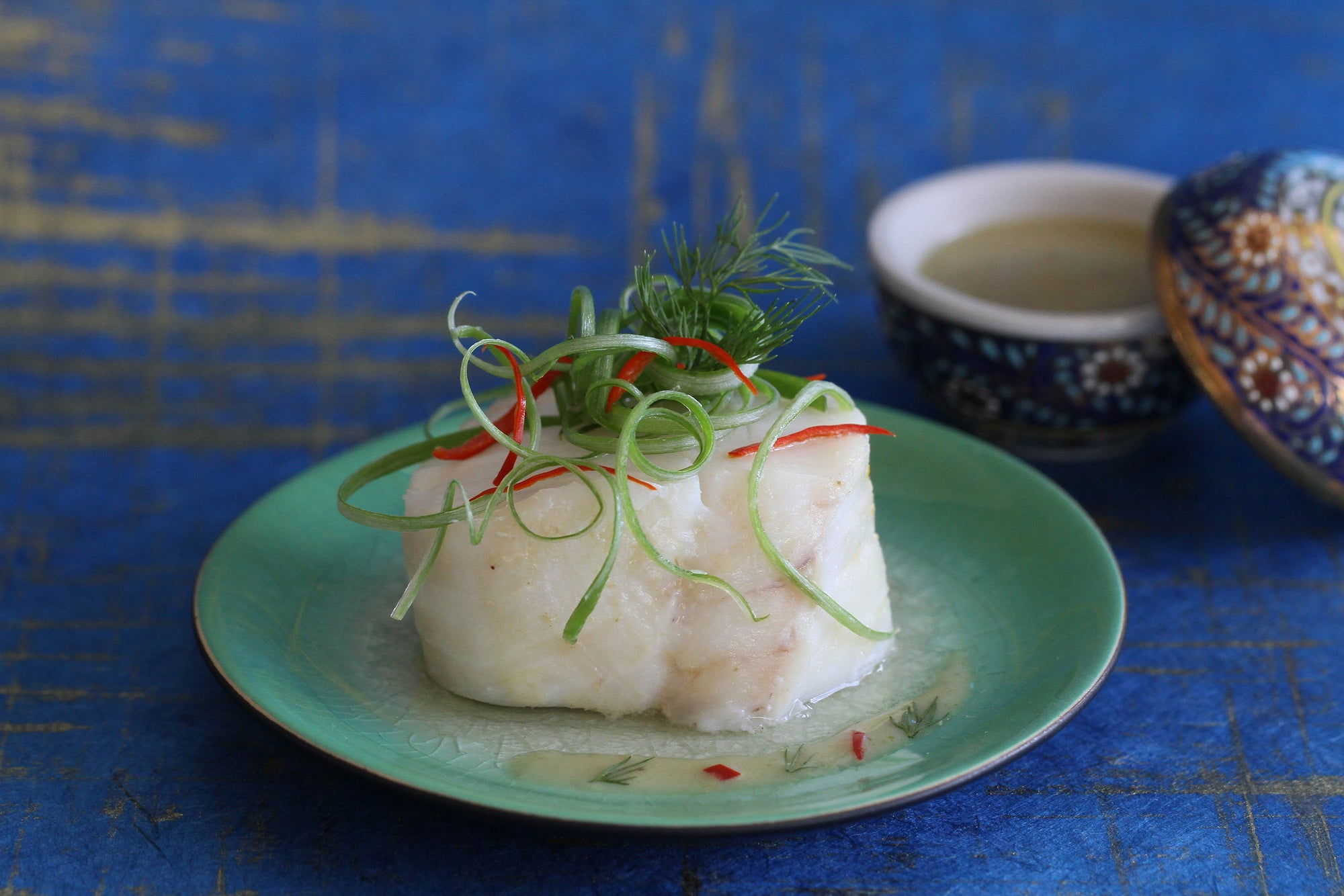 Steamed cod with Thai green curry sauce recipes - WATCHAREE'S