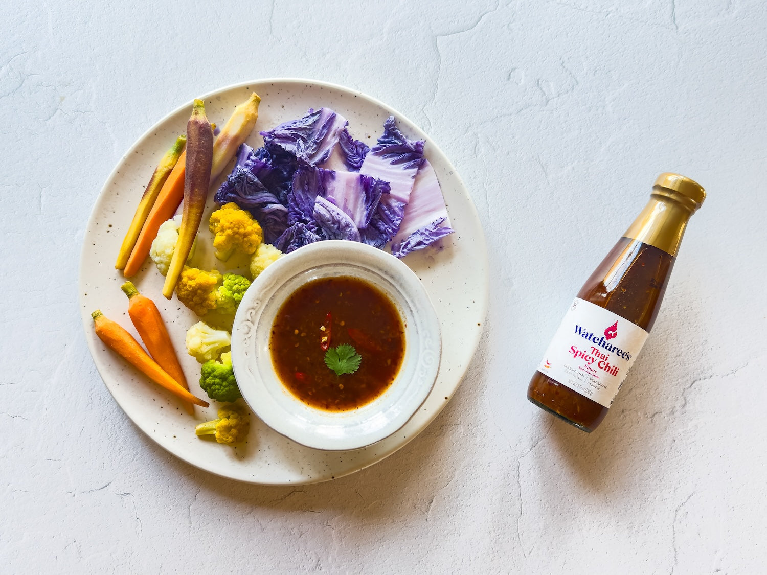 Steamed Veggies with Thai Spicy Chili Dipping Sauce