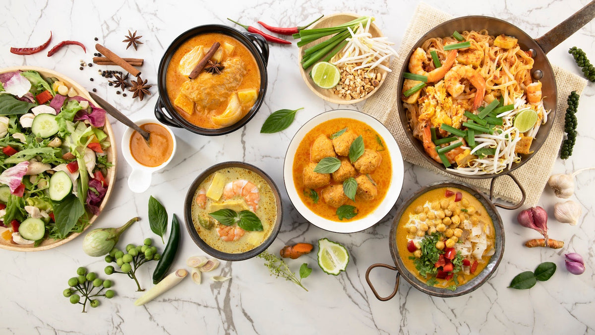 Thai dishes spread