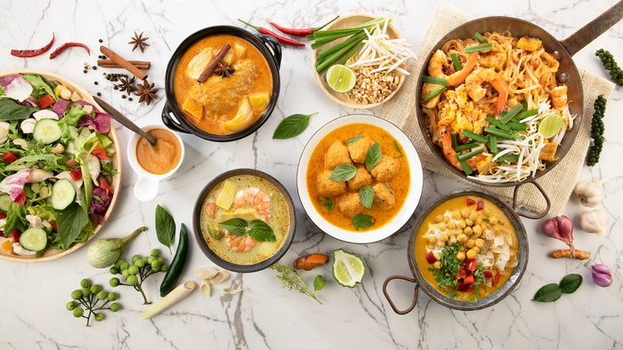 Thai dishes spread